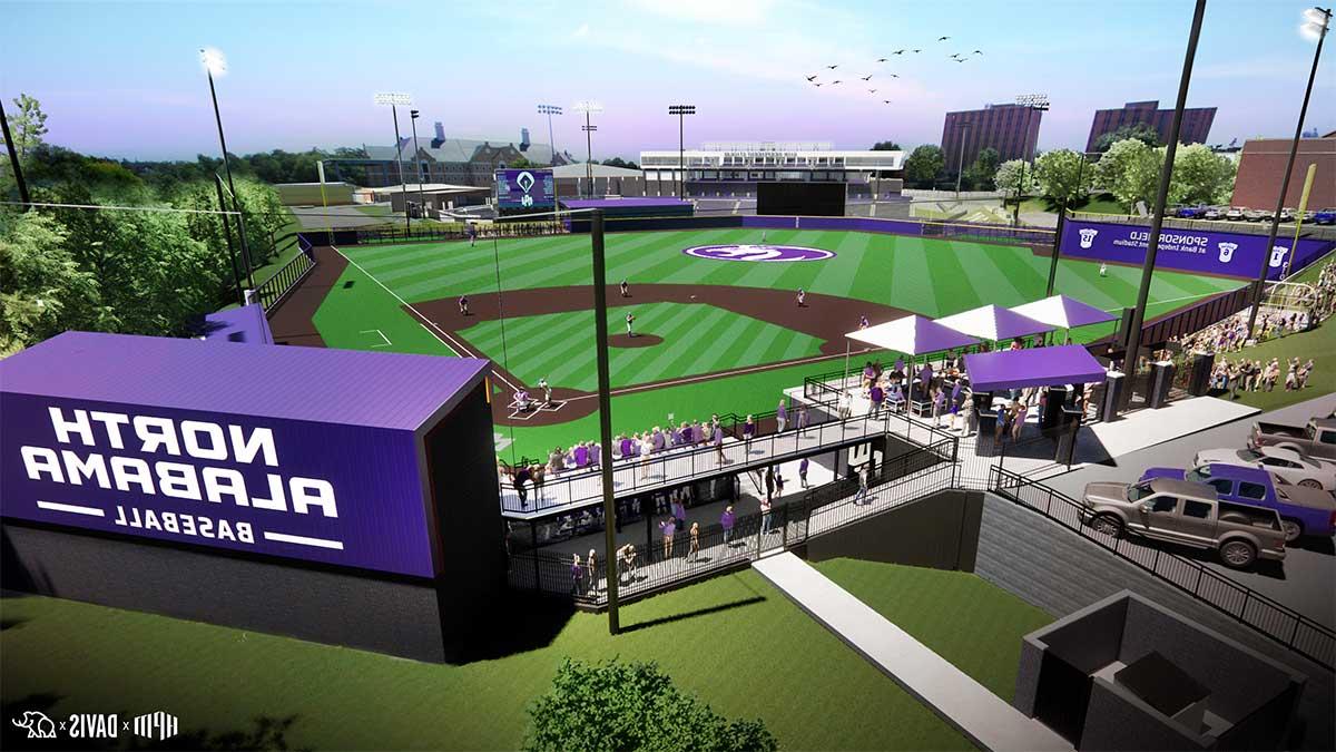 rendering on new baseball stadium as part of Bank Independent Stadium at the University of North Alabama